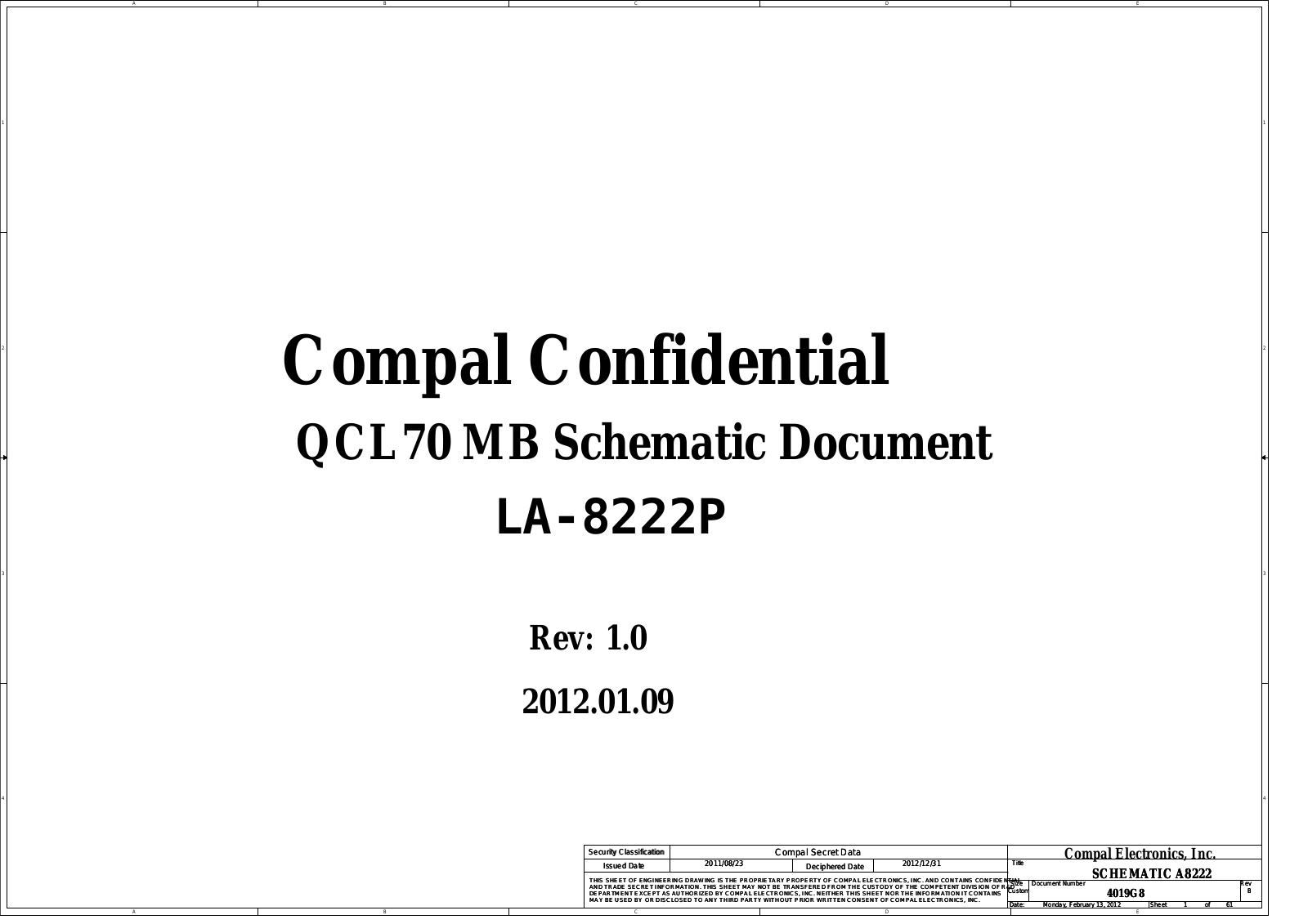 Compal LA-8222P QCL70, K75V, K75VJ Schematic