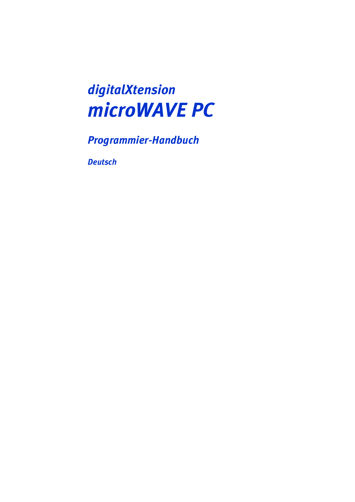 TerraTec microWAVE PC, EWS 64XXL microWave Programming Manual