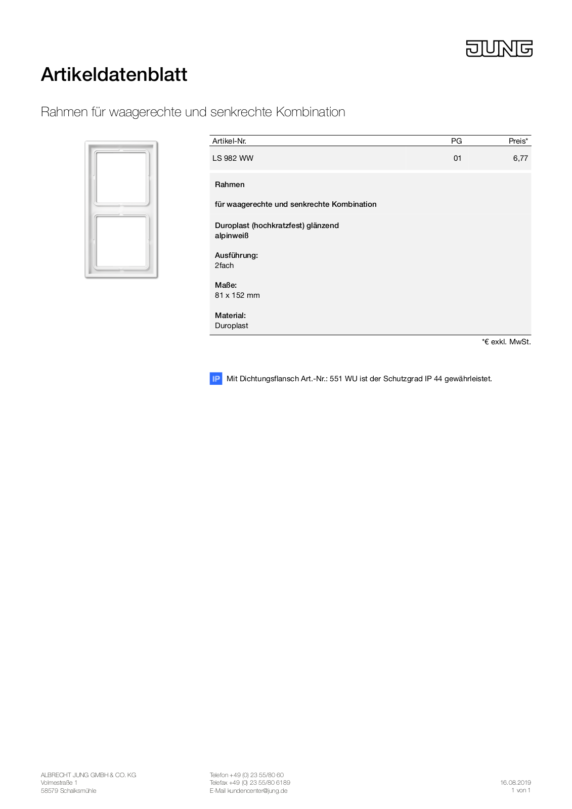 Jung LS 982 WW User Manual