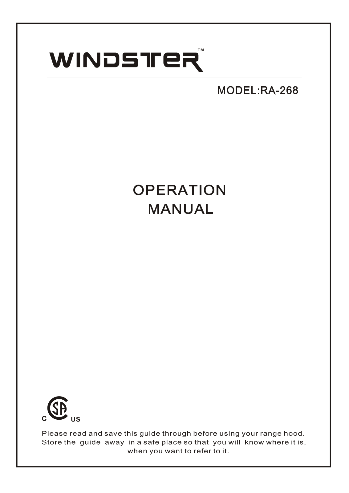 Windster RA-268 User Manual