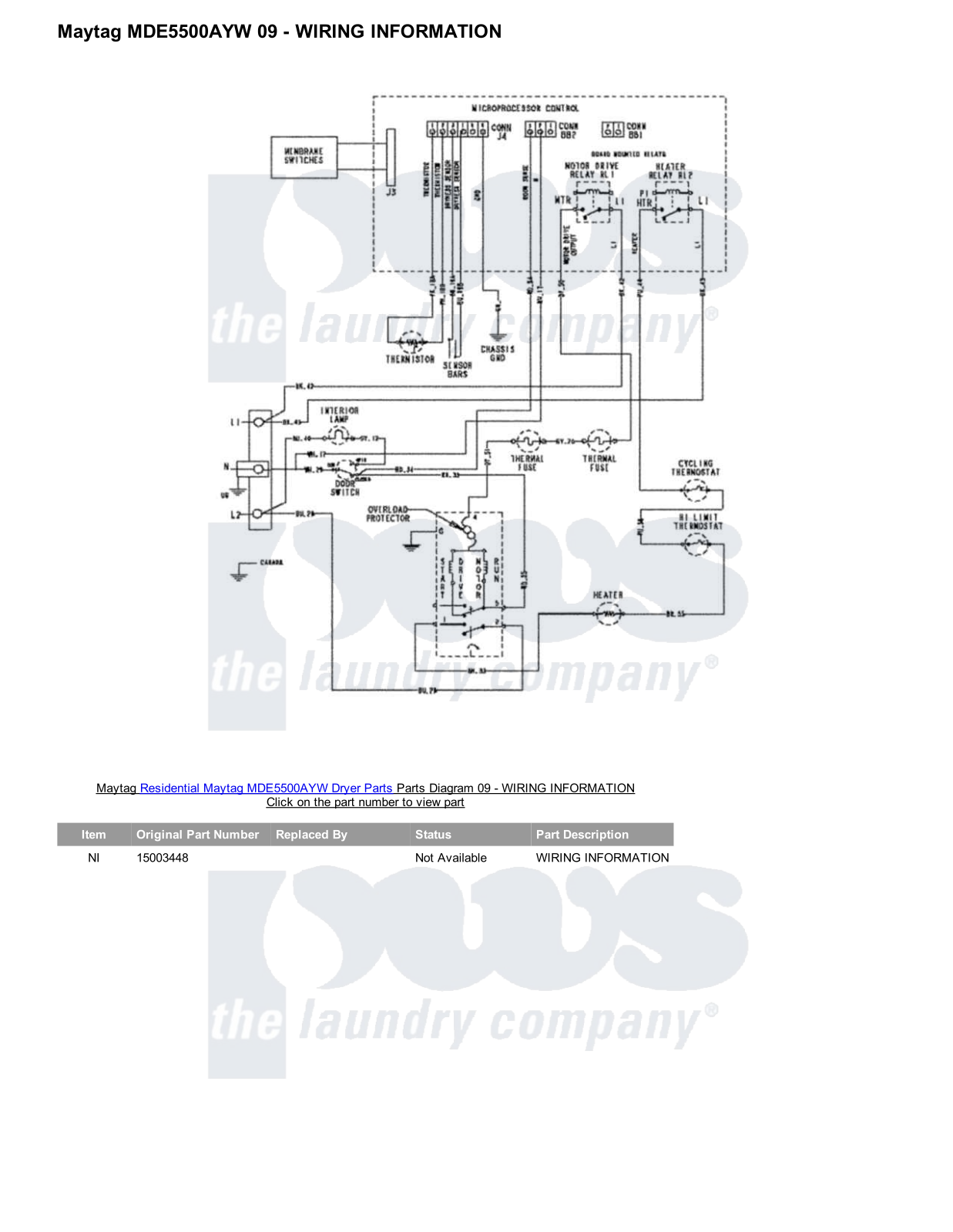 Maytag MDE5500AYW Parts Diagram