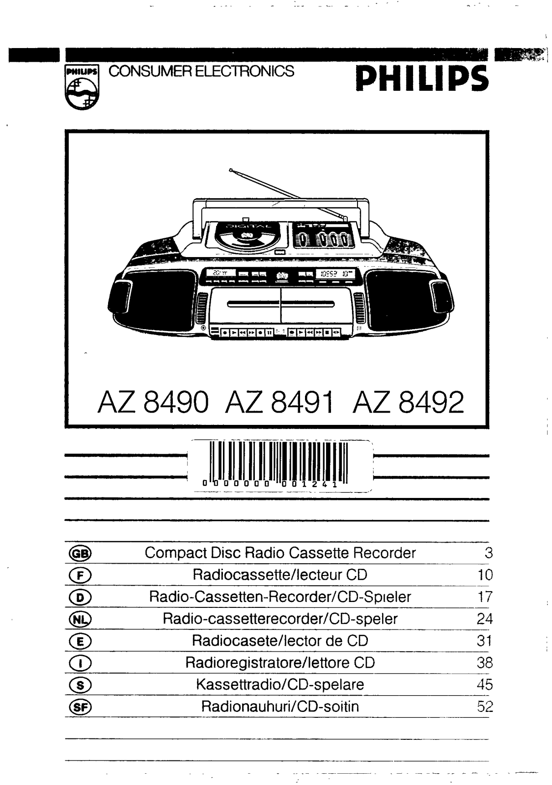 Philips AZ8492 User Manual