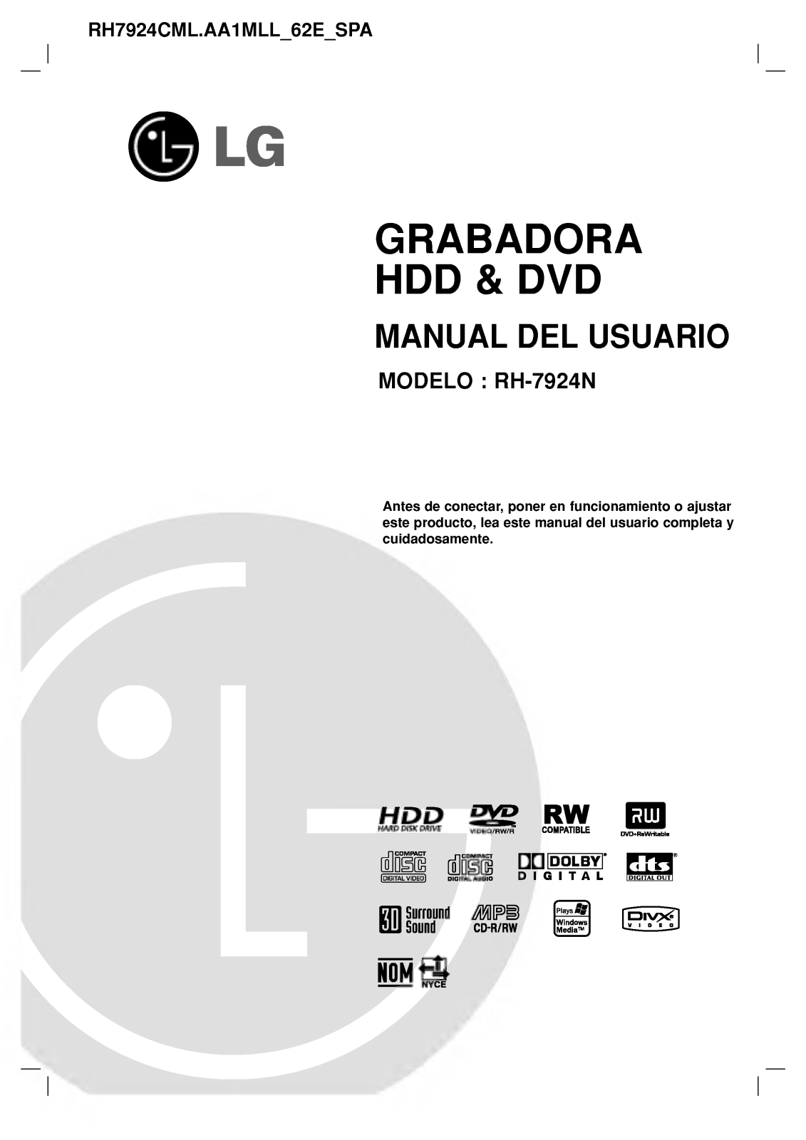 LG RH7924CML Owner's Manual