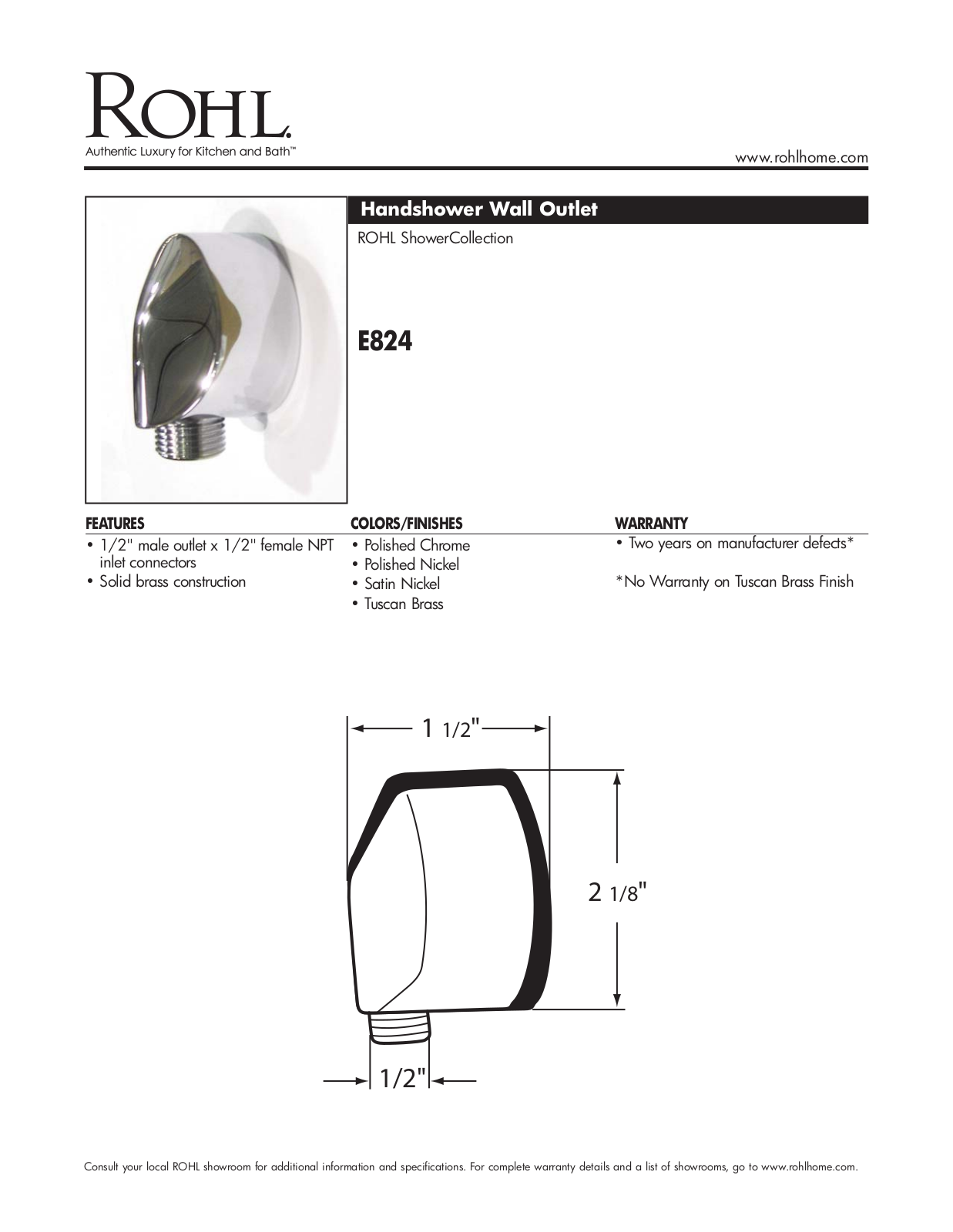 Rohl E824TCB User Manual