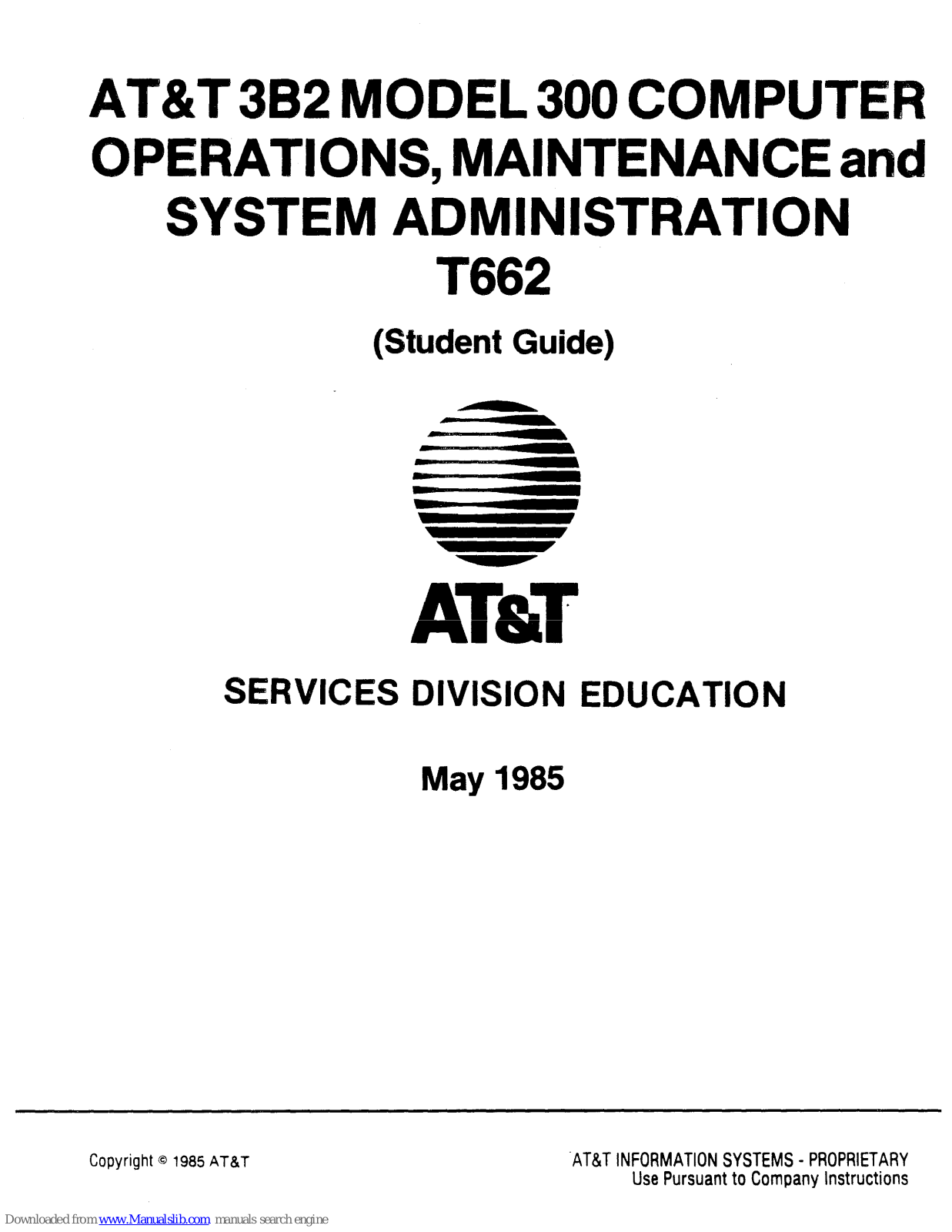 AT&T 3b2 3b2 300 Operations, Maintenance And System Administration - ManualMachine.com