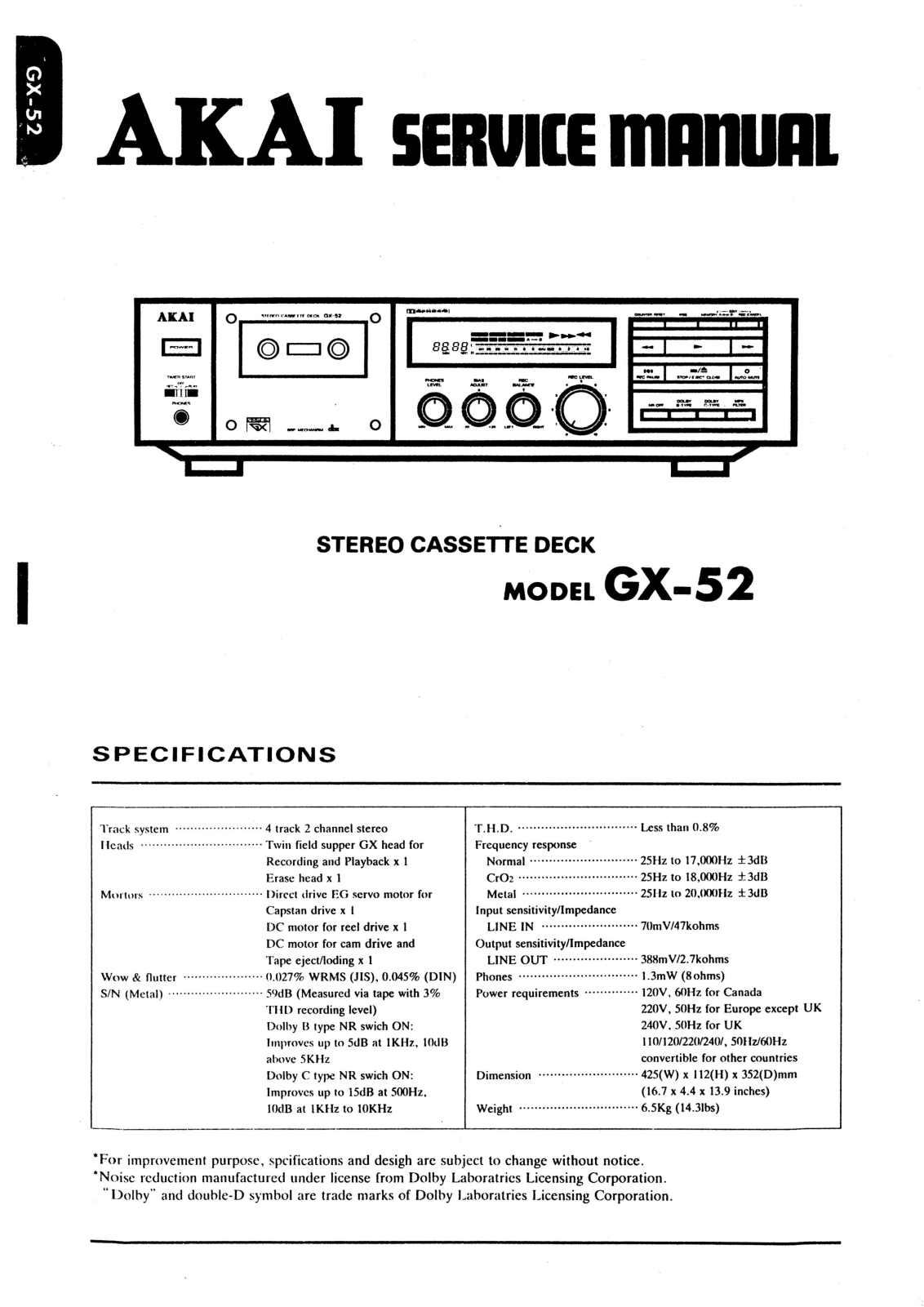 Akai GX-52 Service manual