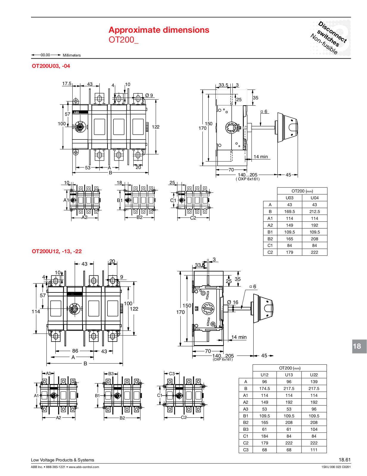 ABB OT200 Dimensional Sheet