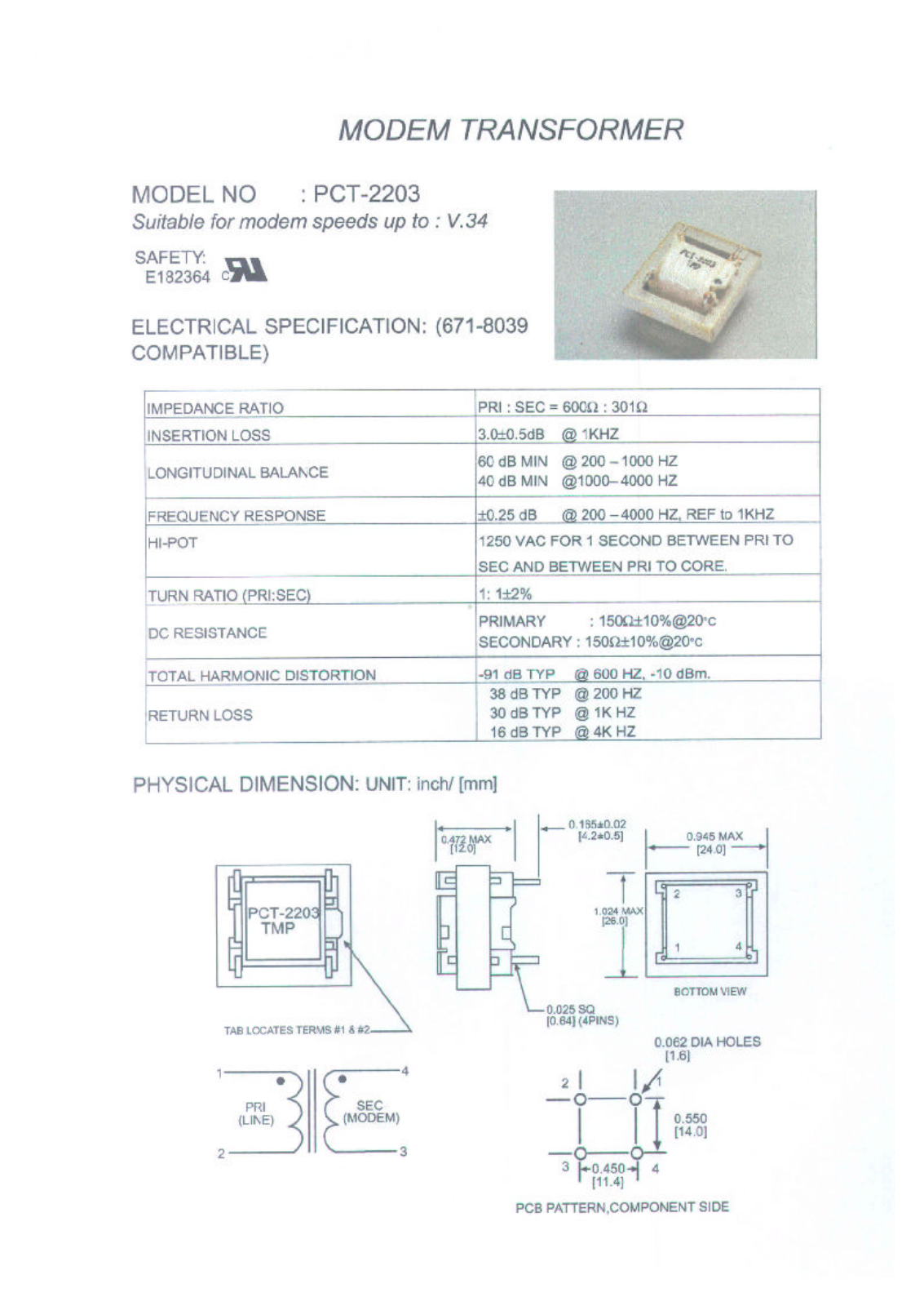 MICRO PCT-2203 Datasheet