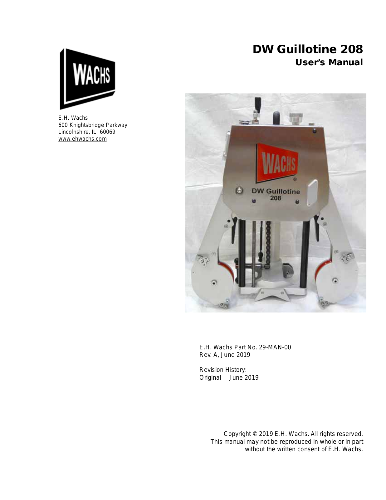 Wachs DW Guillotine 208 User Manual