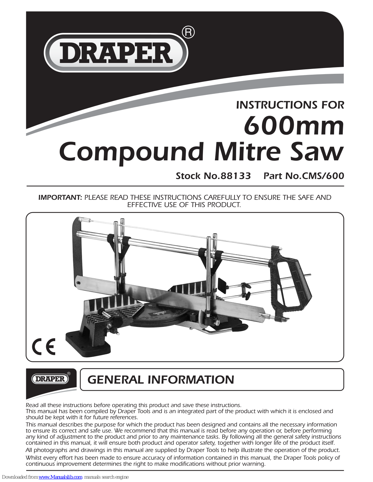 Draper CMS/600 Instructions Manual - ManualMachine.com