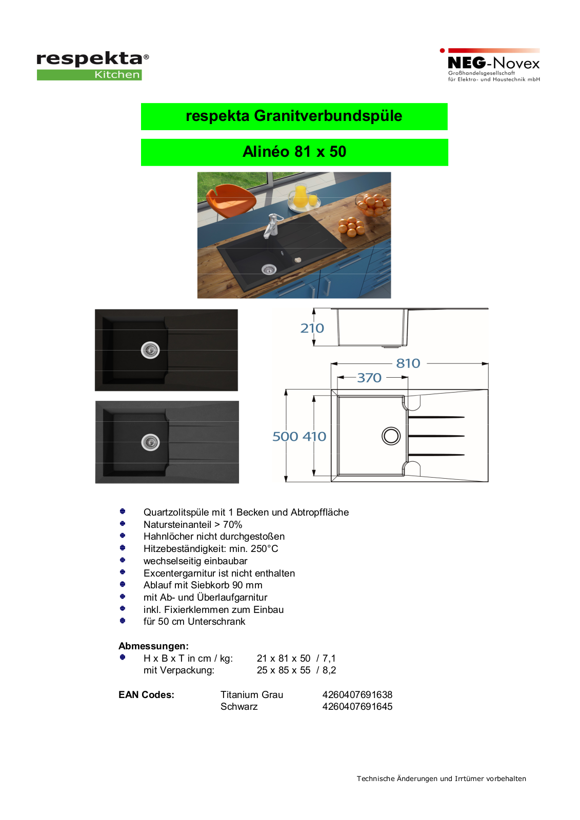 Respekta Alinéo 81 x 50 User Manual