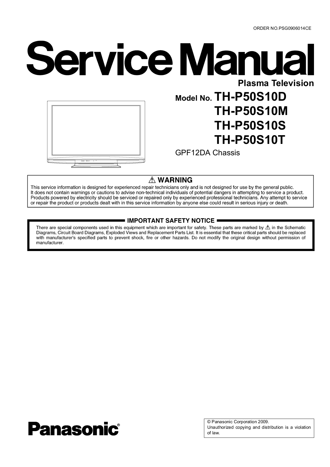 Panasonic TH-P50S10D/M/S/T Schematic