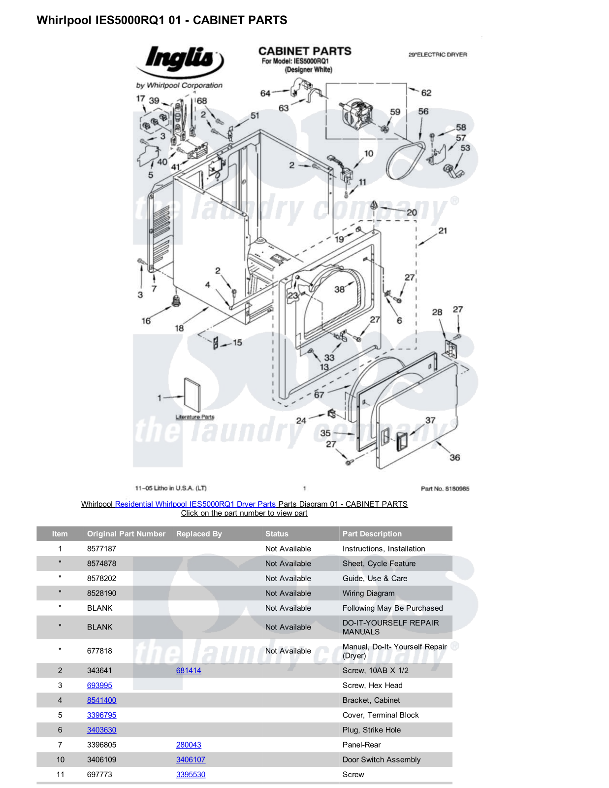 Whirlpool IES5000RQ1 Parts Diagram