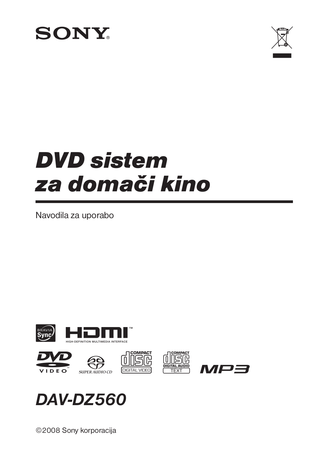 Sony DAV-DZ560 User Manual