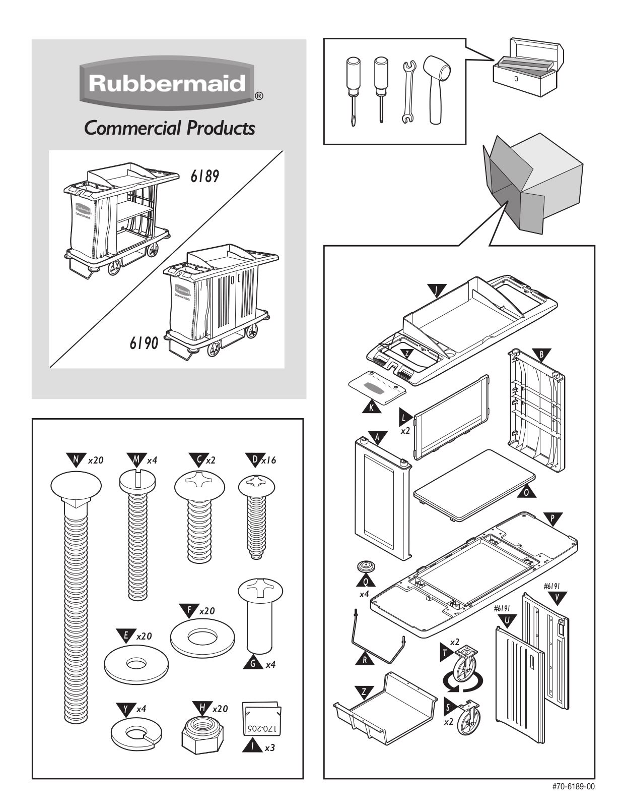 Rubbermaid 6189, 6190 Assembly guide