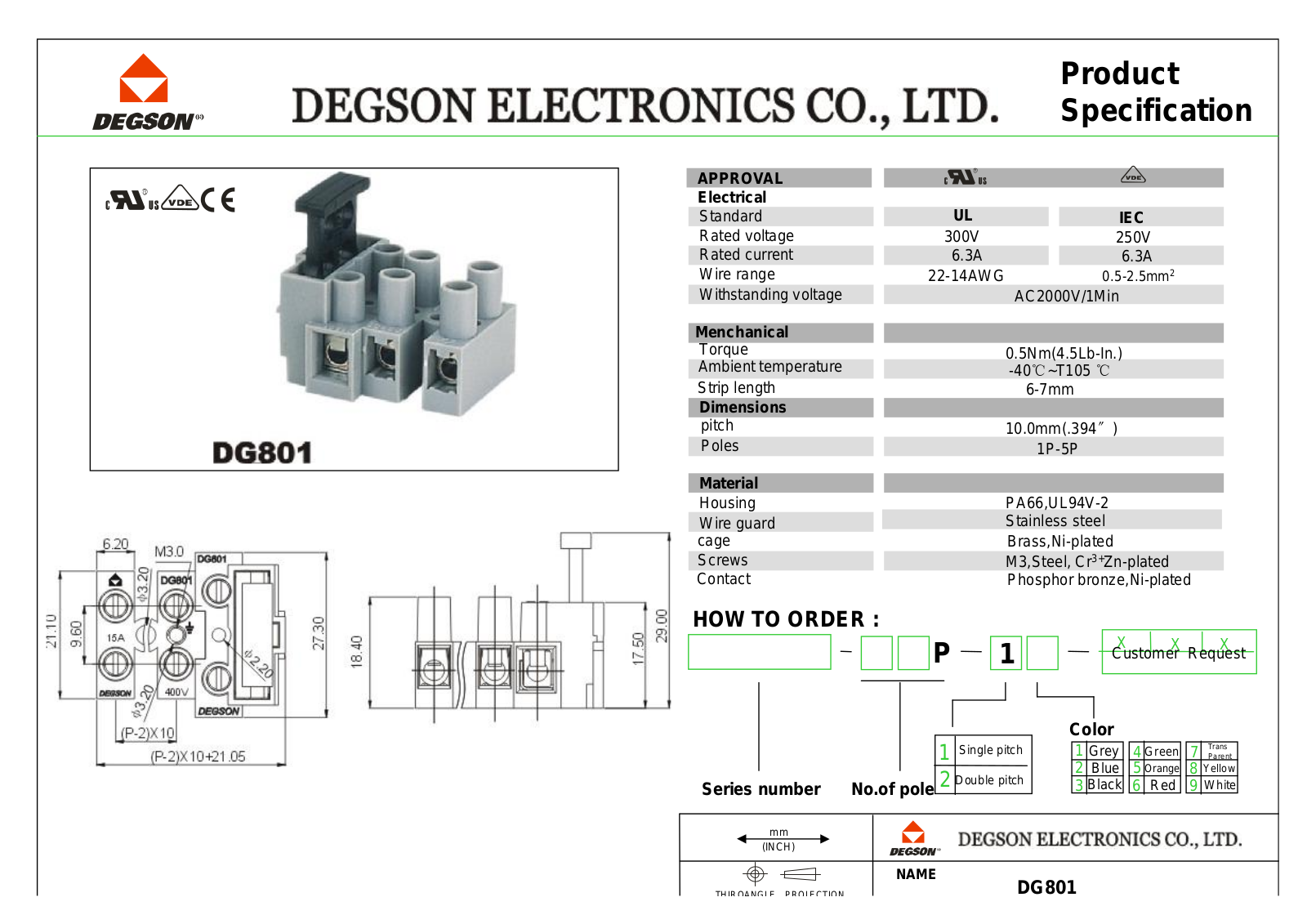 Datasheet DG801-03P-11 Specification - ManualMachine.com