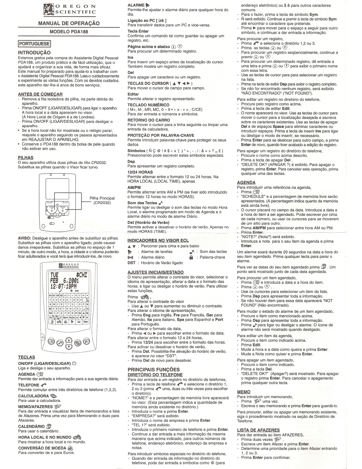 Oregon PDA188 User Manual