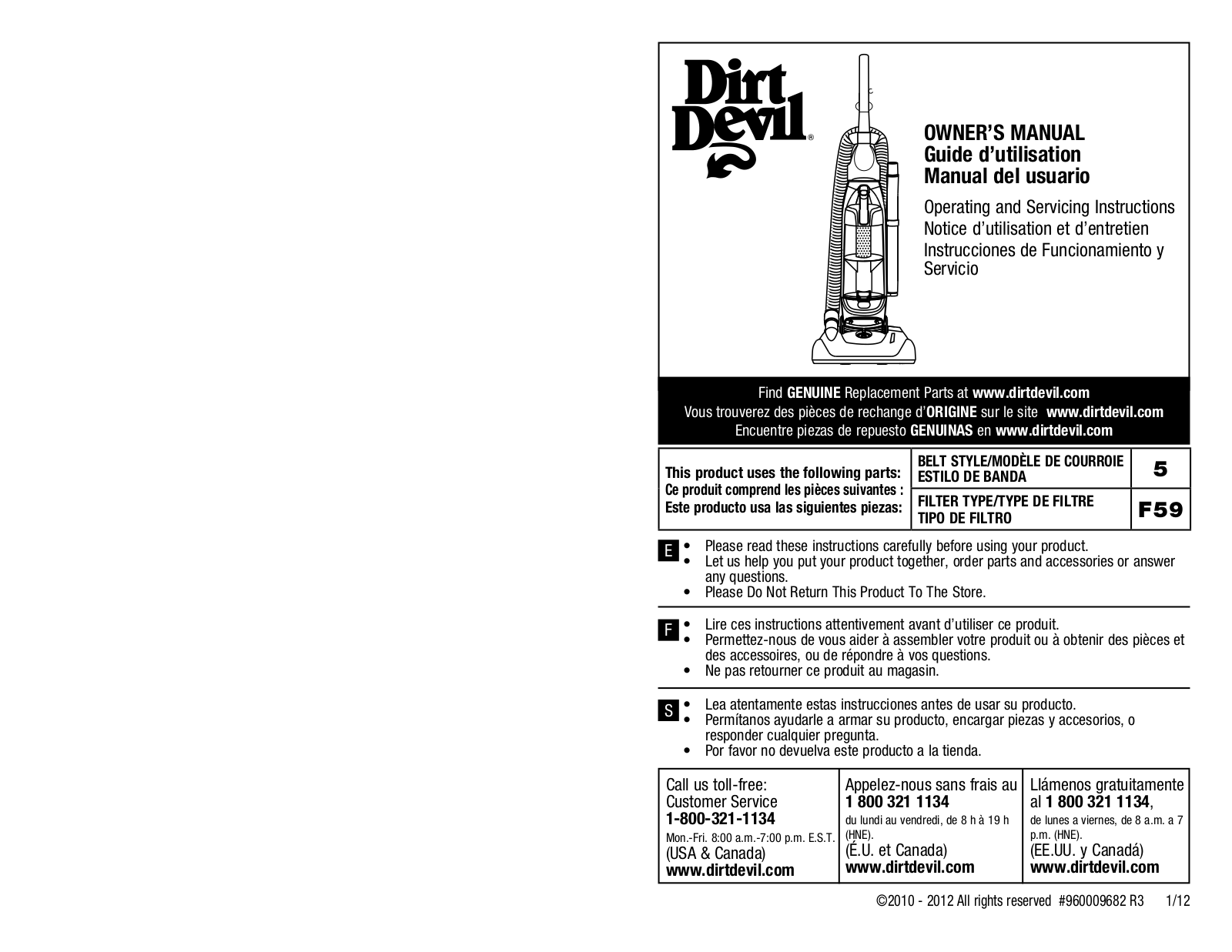 Dirt Devil UD70220RM User Manual