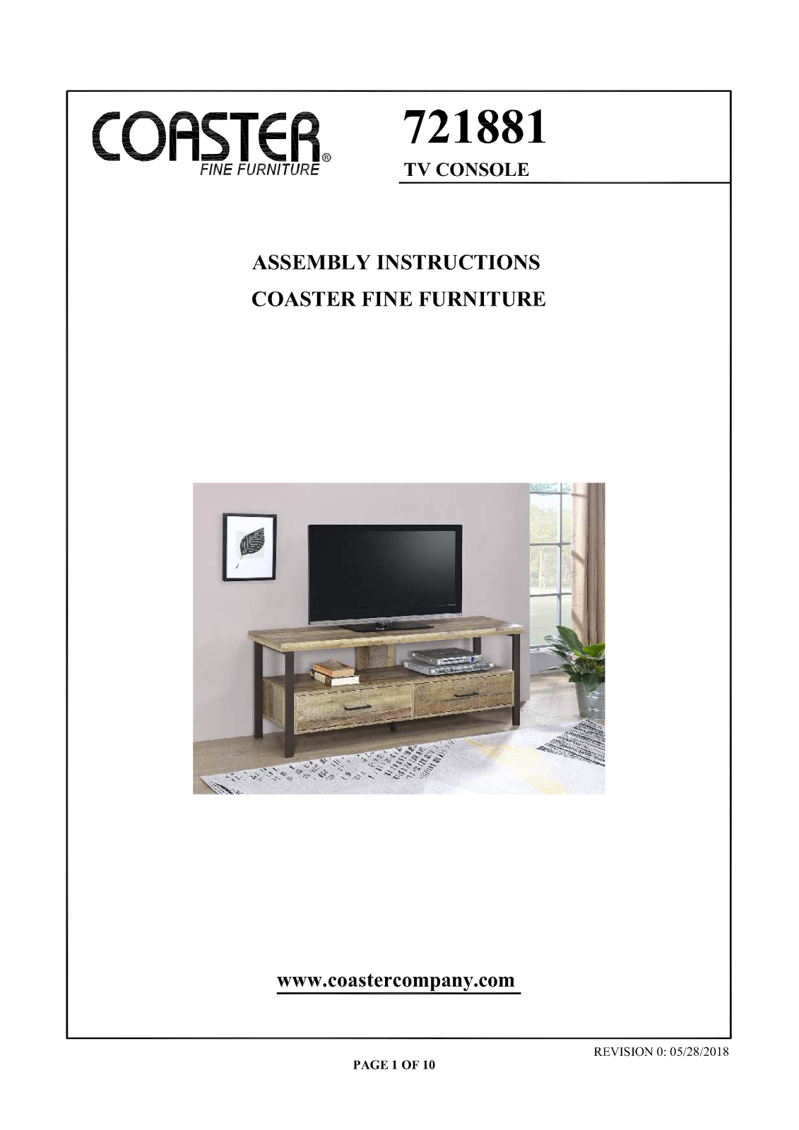 Coaster 721881 Assembly Guide