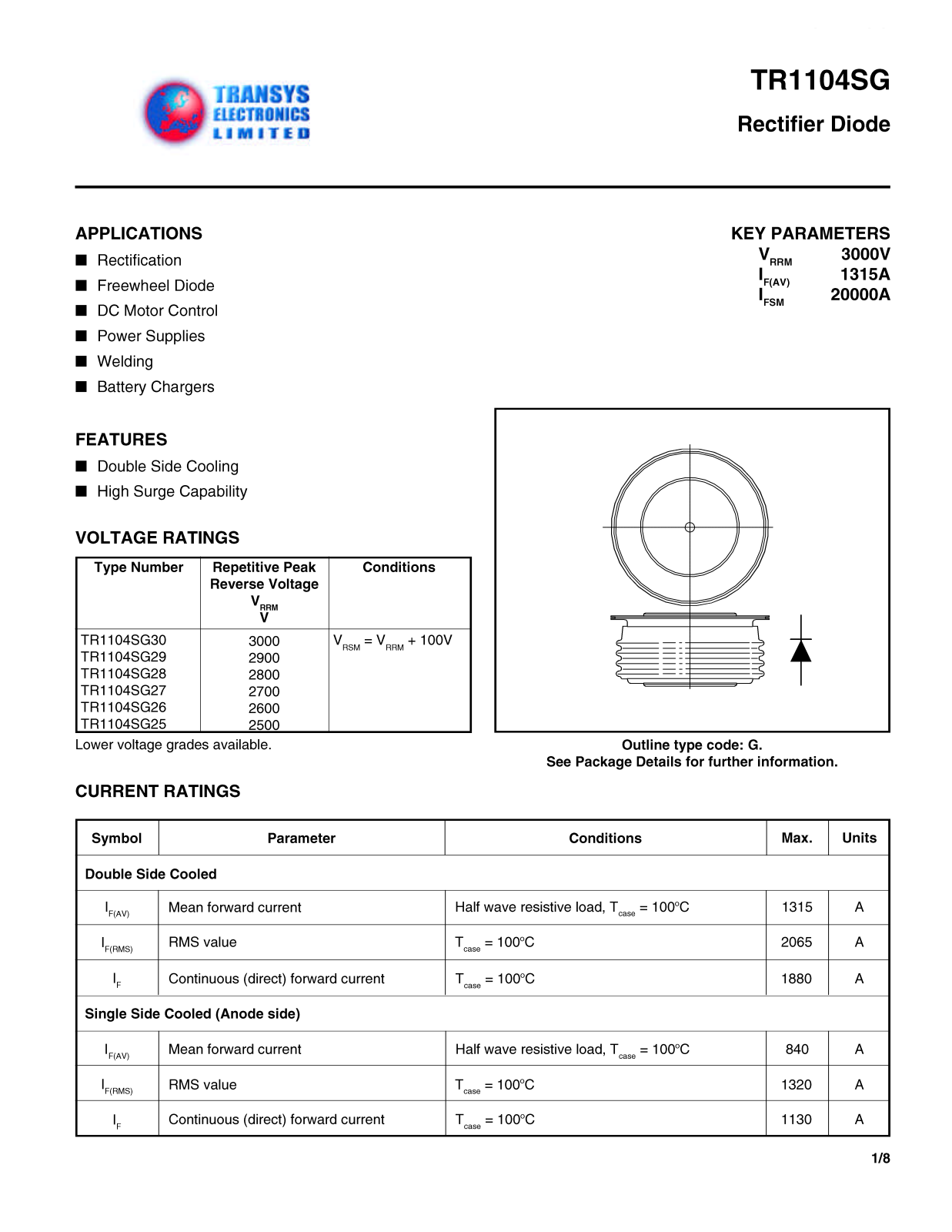 TEL TR1104SG25, TR1104SG30, TR1104SG29, TR1104SG28, TR1104SG27 Datasheet