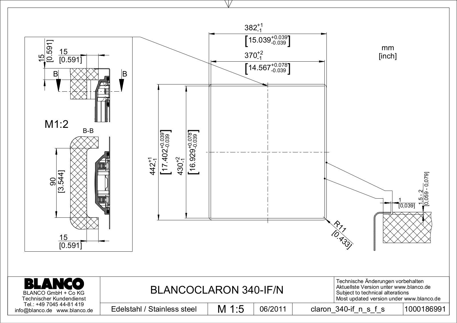 Blanco CLARON 340-IF/N User guide