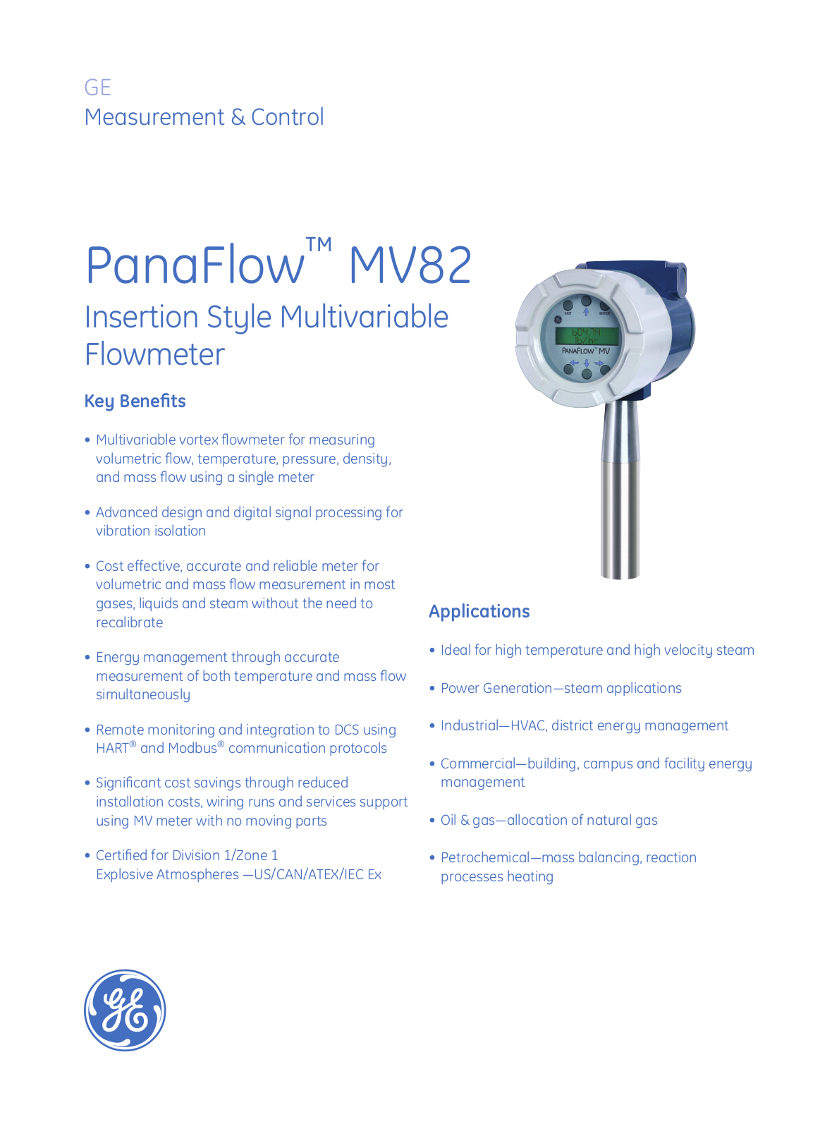 GE Sensing MV82 Data sheet