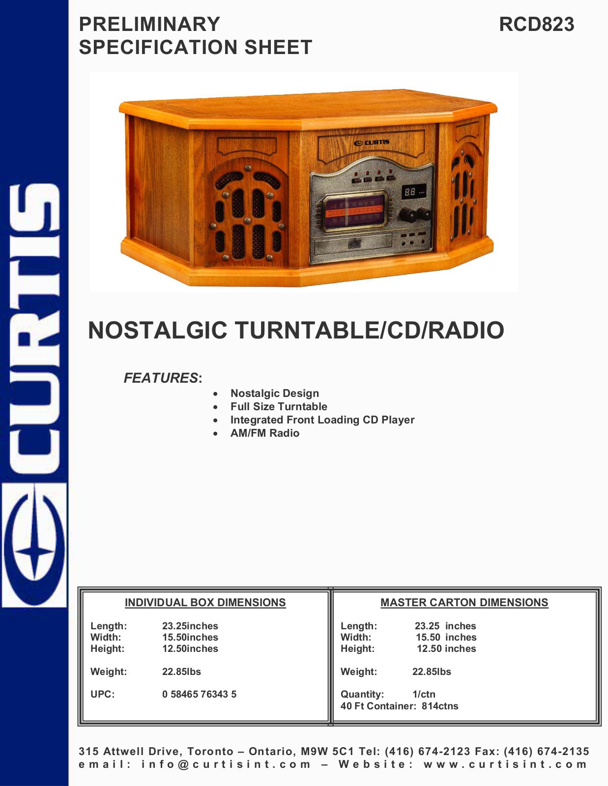 Curtis rcd823 User Manual