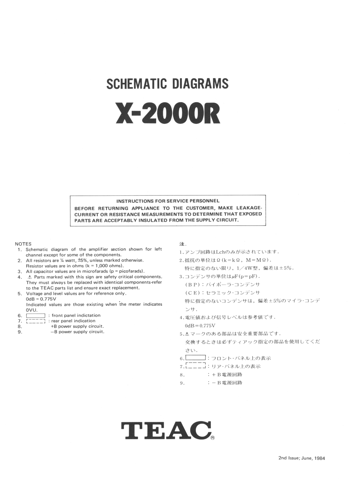 Teac X-2000R Manual