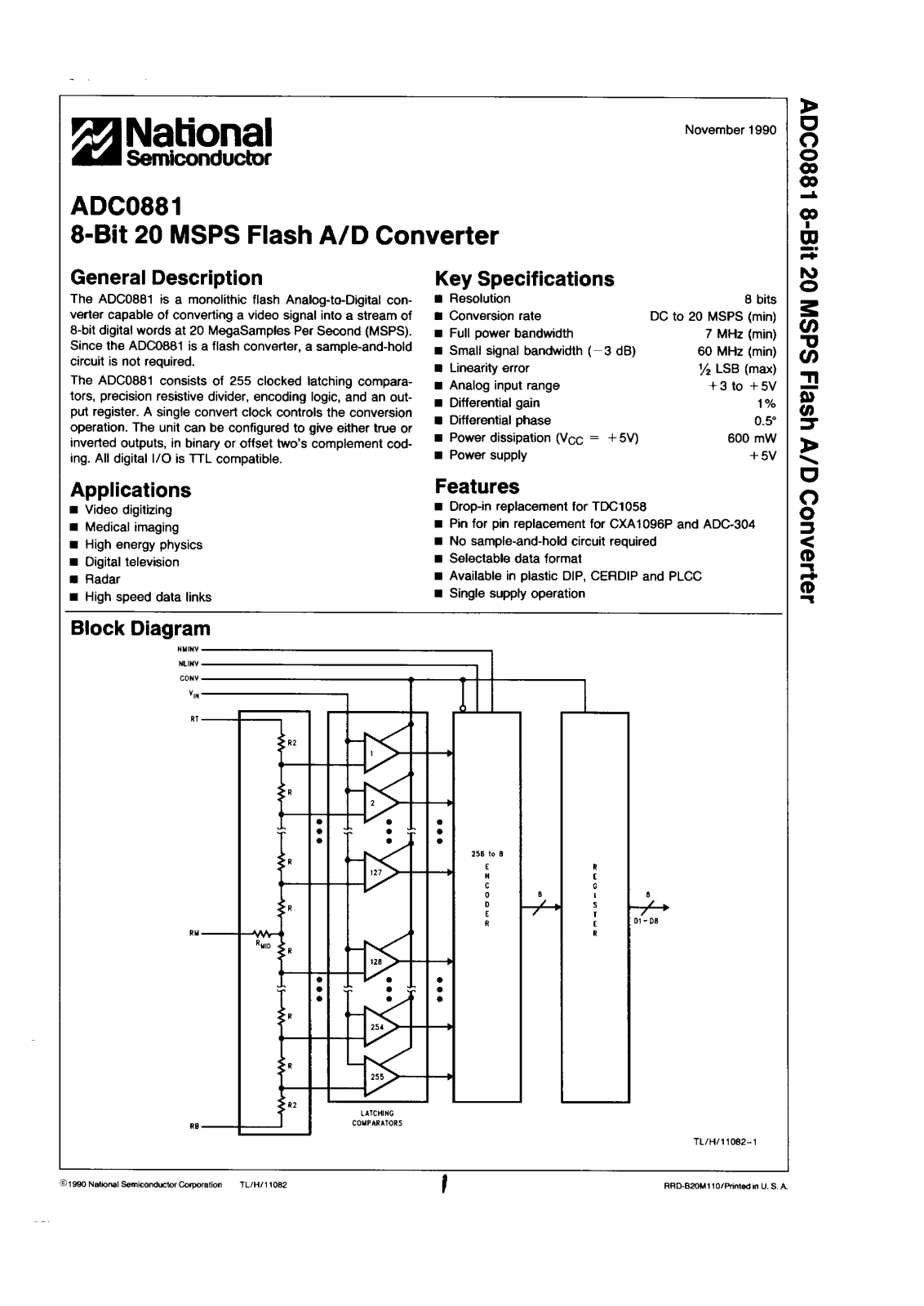 NSC ADC0881CCV, ADC0881CCN, ADC0881CCJ Datasheet