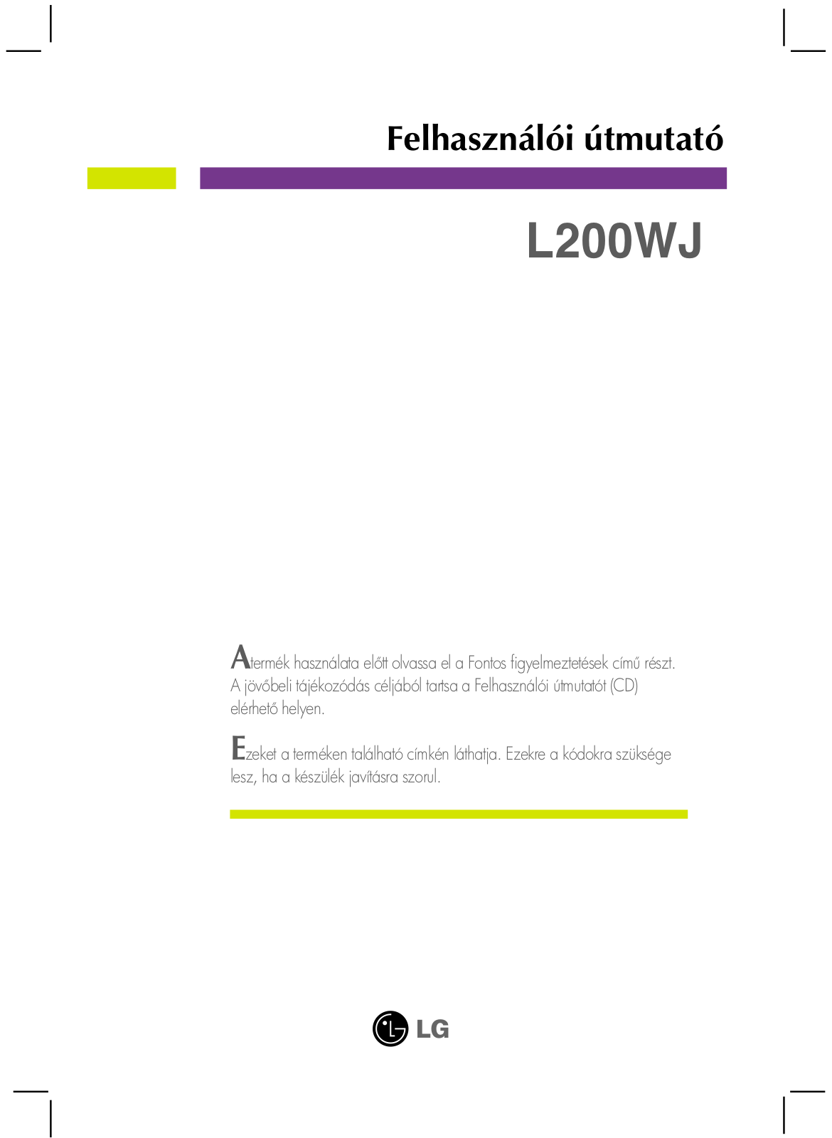 Lg L200WJ User Manual