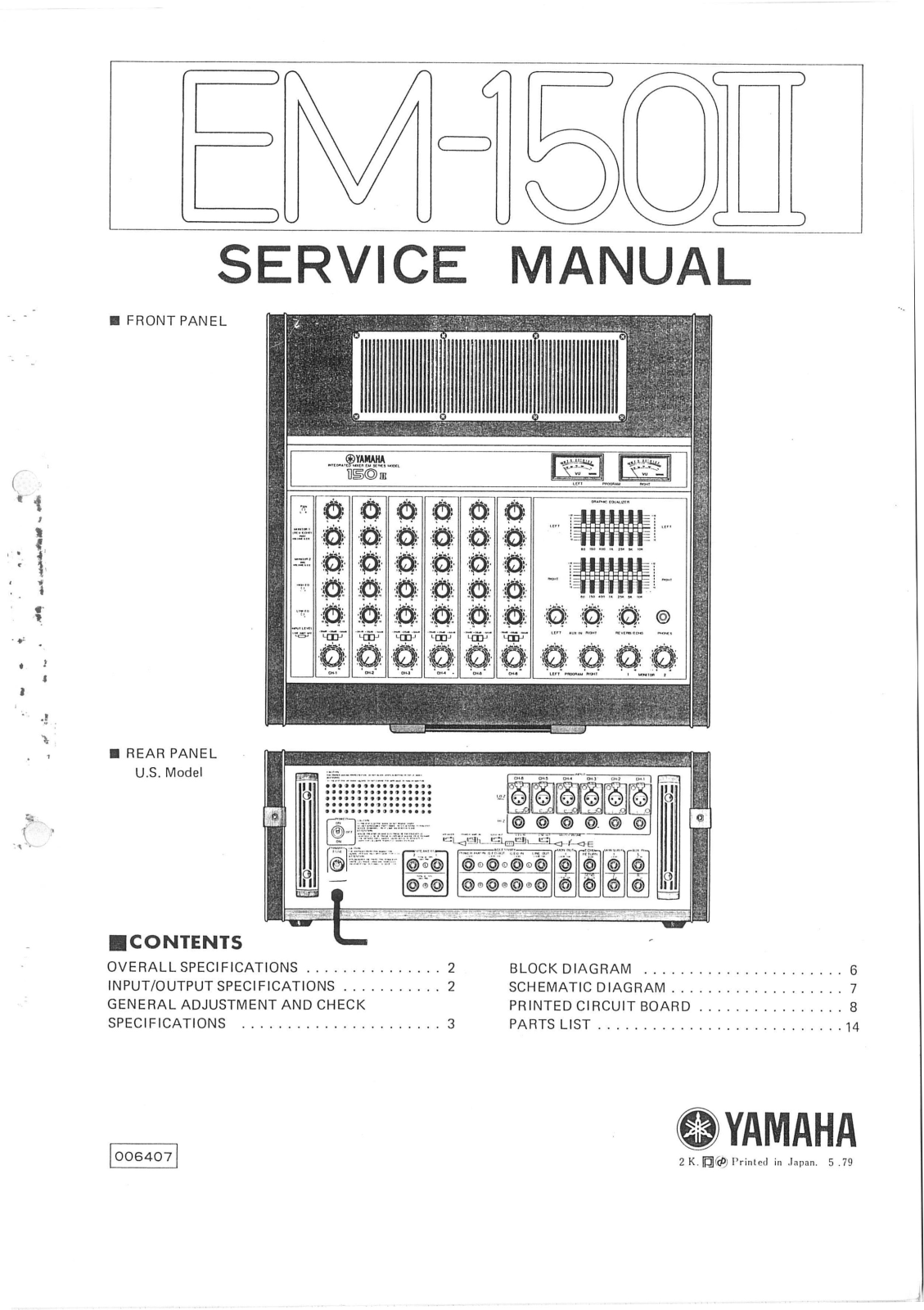 Yamaha EM-150 Mk2 Service manual