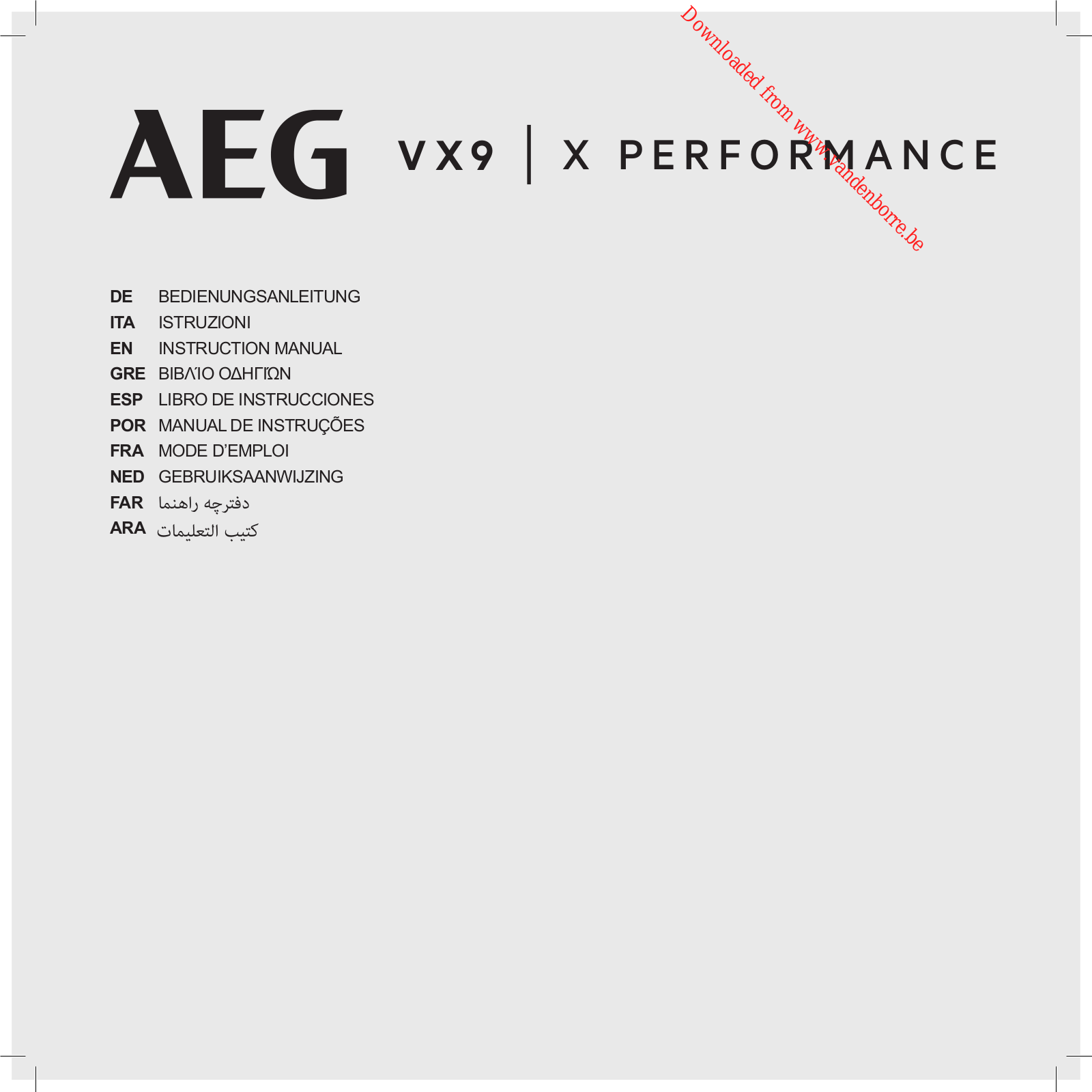 AEG VX9-2-TM-E User Manual