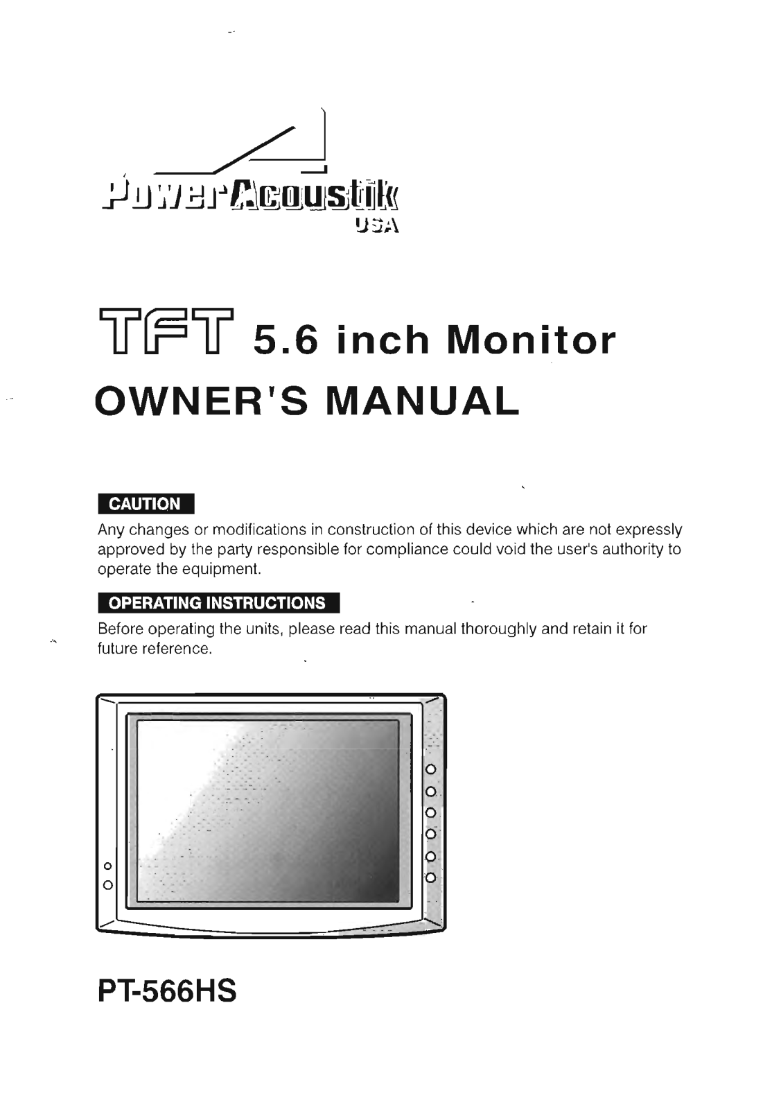 Power Acoustik PT-566HS Owners Manual