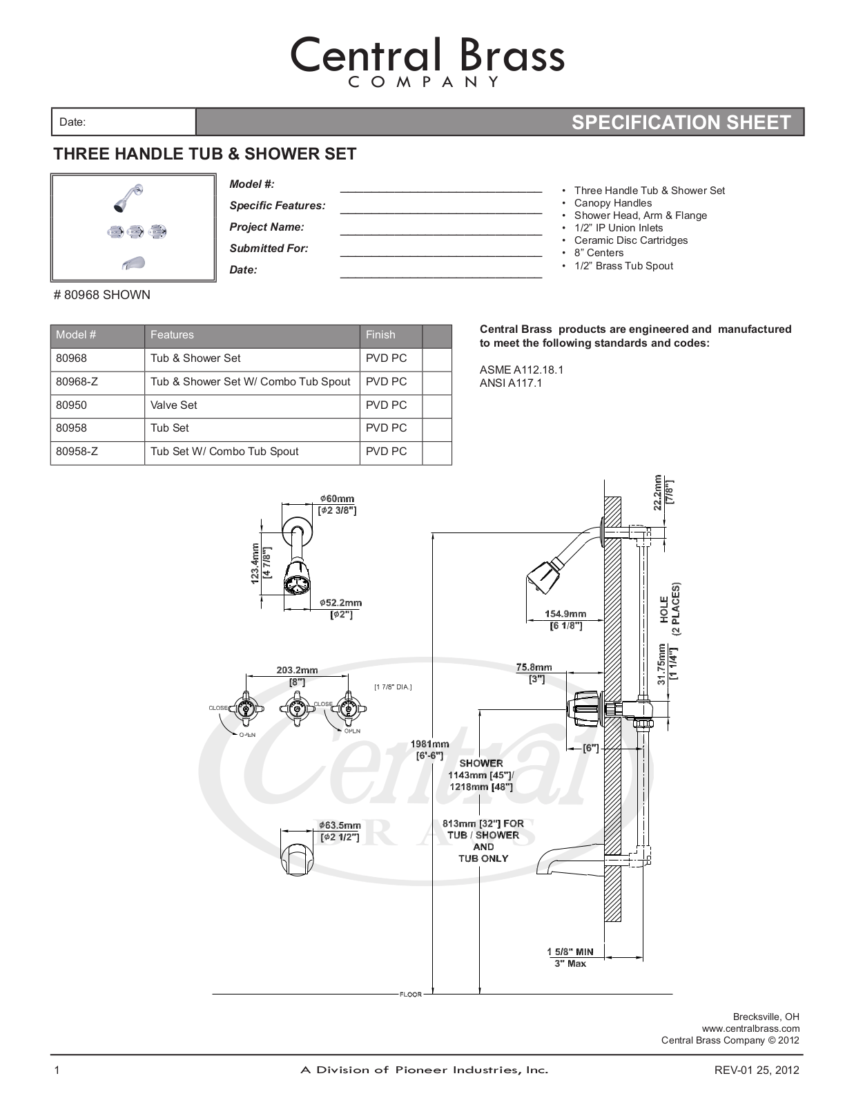CENTRAL BRASS 80958-Z User Manual - ManualMachine.com