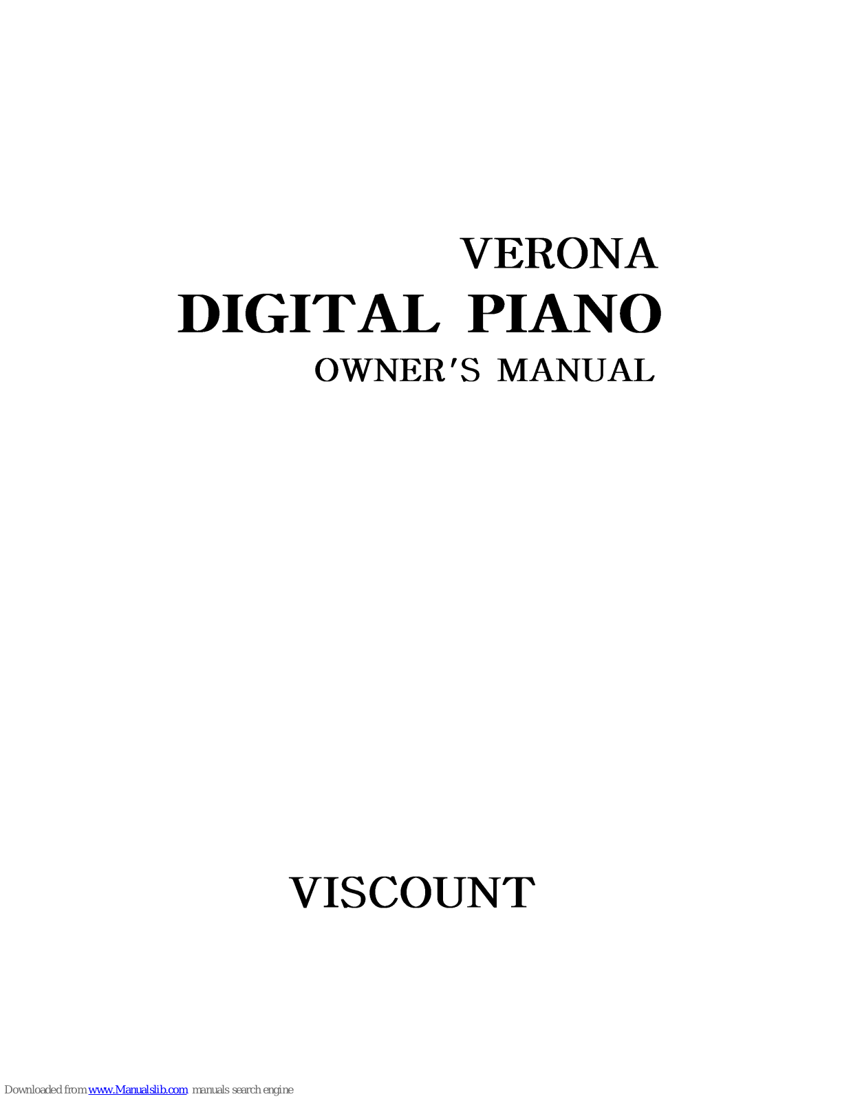 Viscount Verona Owner's Manual