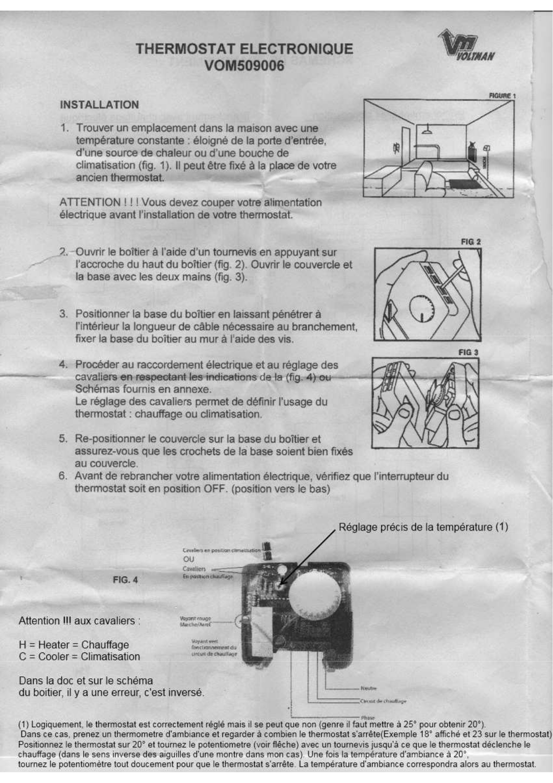 VOLTMAN THERMOSTAT ELECTRONIQUE VOM59006 User Manual