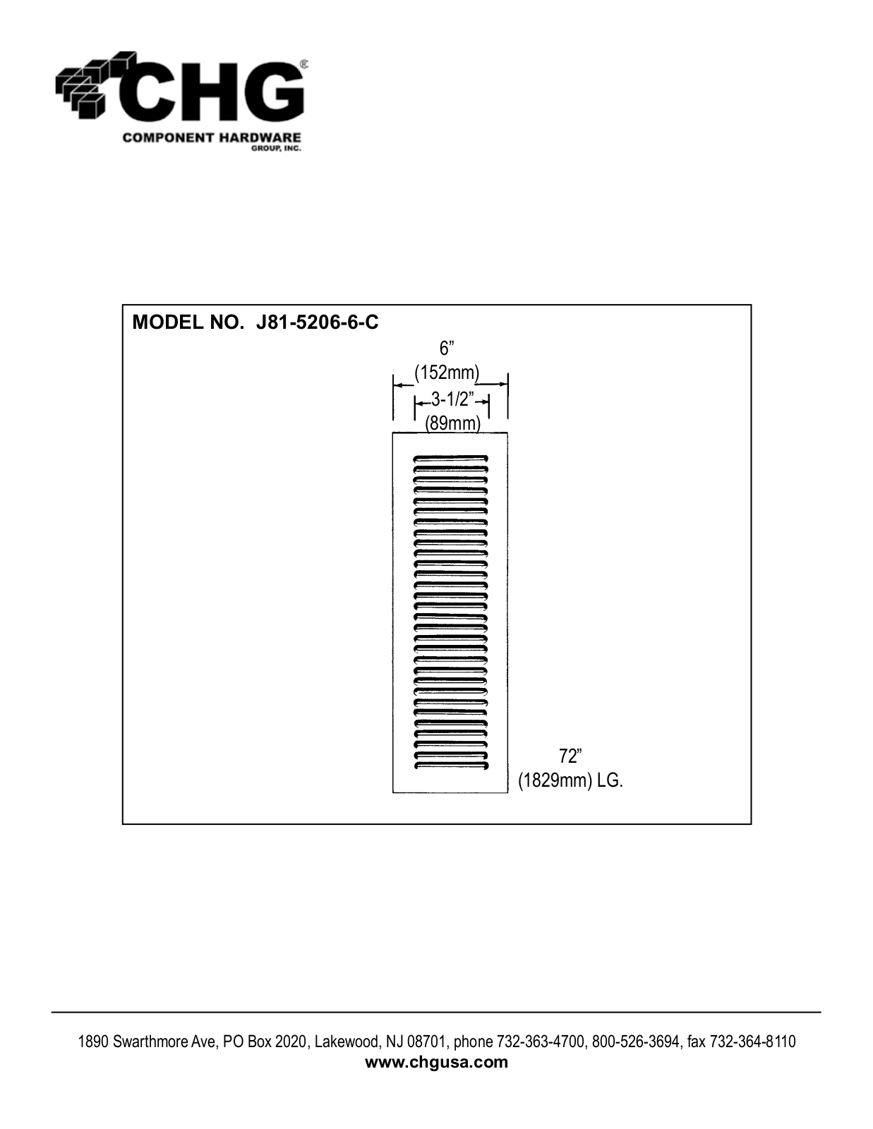 Component Hardware J81-5206-6-C User Manual