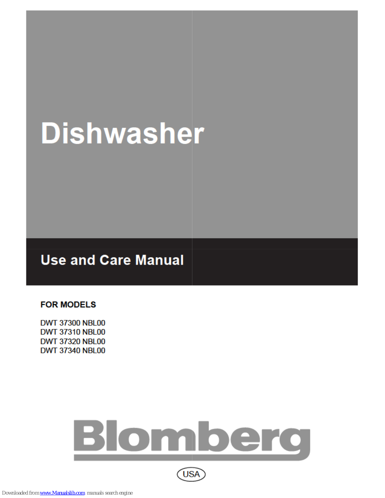 Blomberg DWT 37310 NBL00, DWT 37320 MBL00, DWT 37340 NBL00 Use And Care Manual