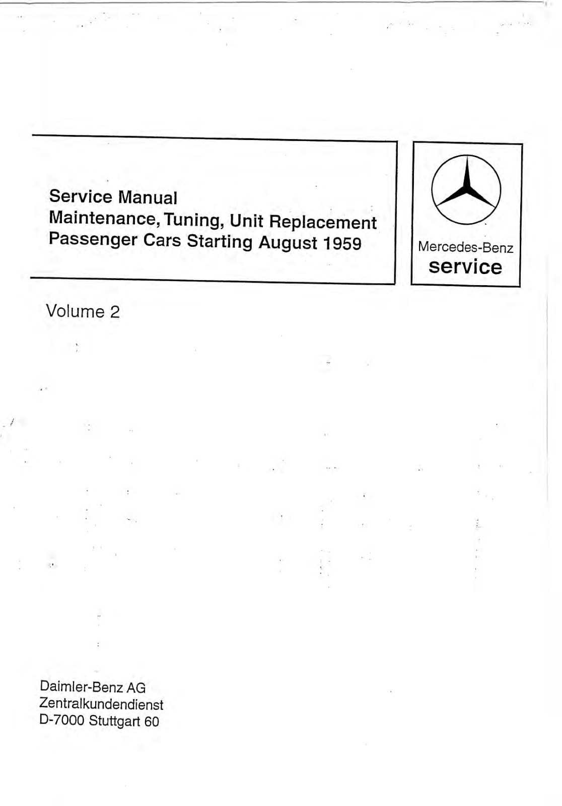 Mercedes 230 1959 1967, 220 1959 1967, 200 1959 1967, 190 1959 1967, 300 1959 1967 User Manual