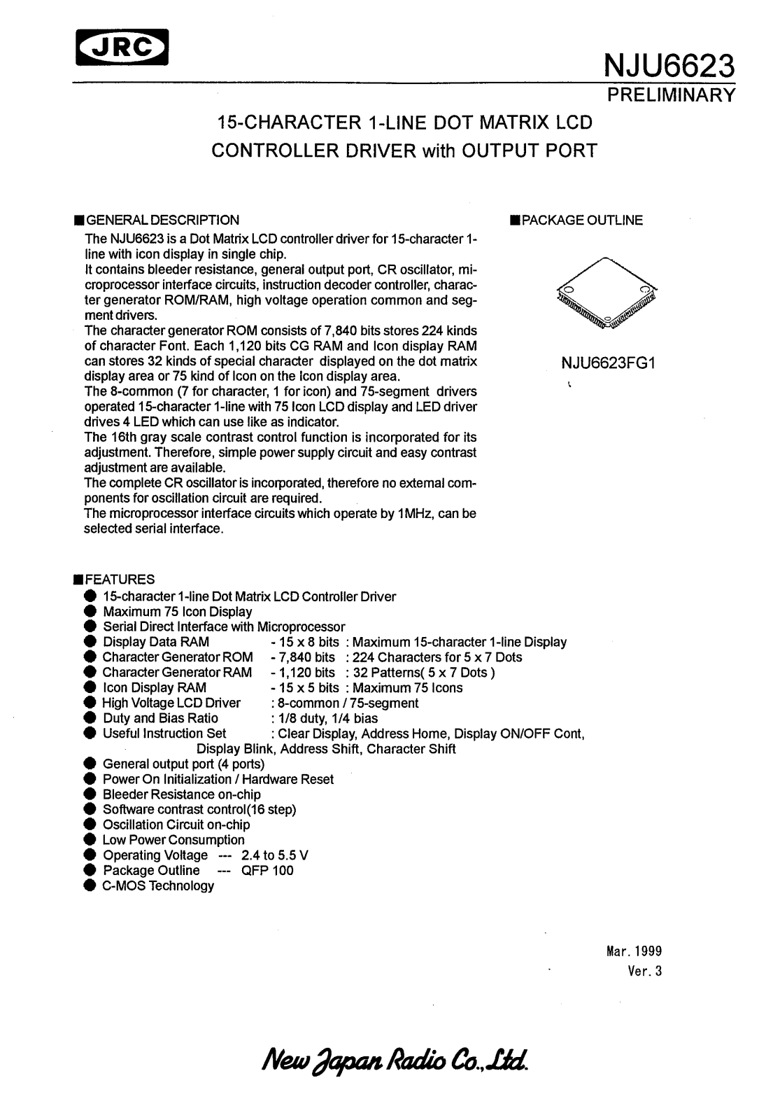 JRC NJU6623FG1 Datasheet