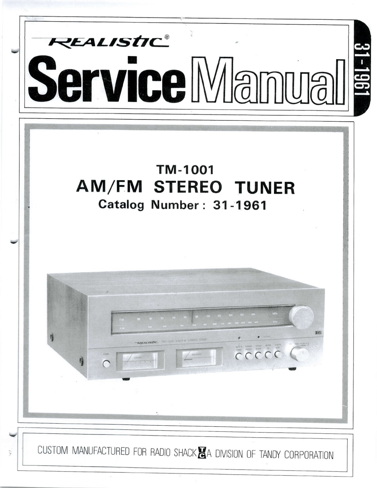 Realistic   RadioShack TM-1001 Service Manual