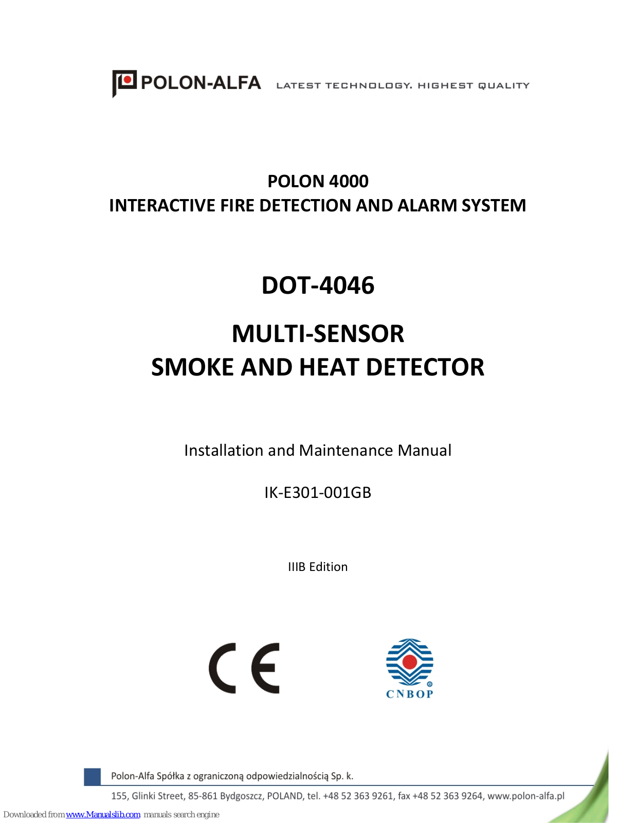 Polon-Alfa DOT?4046 Installation And Maintenance Manual