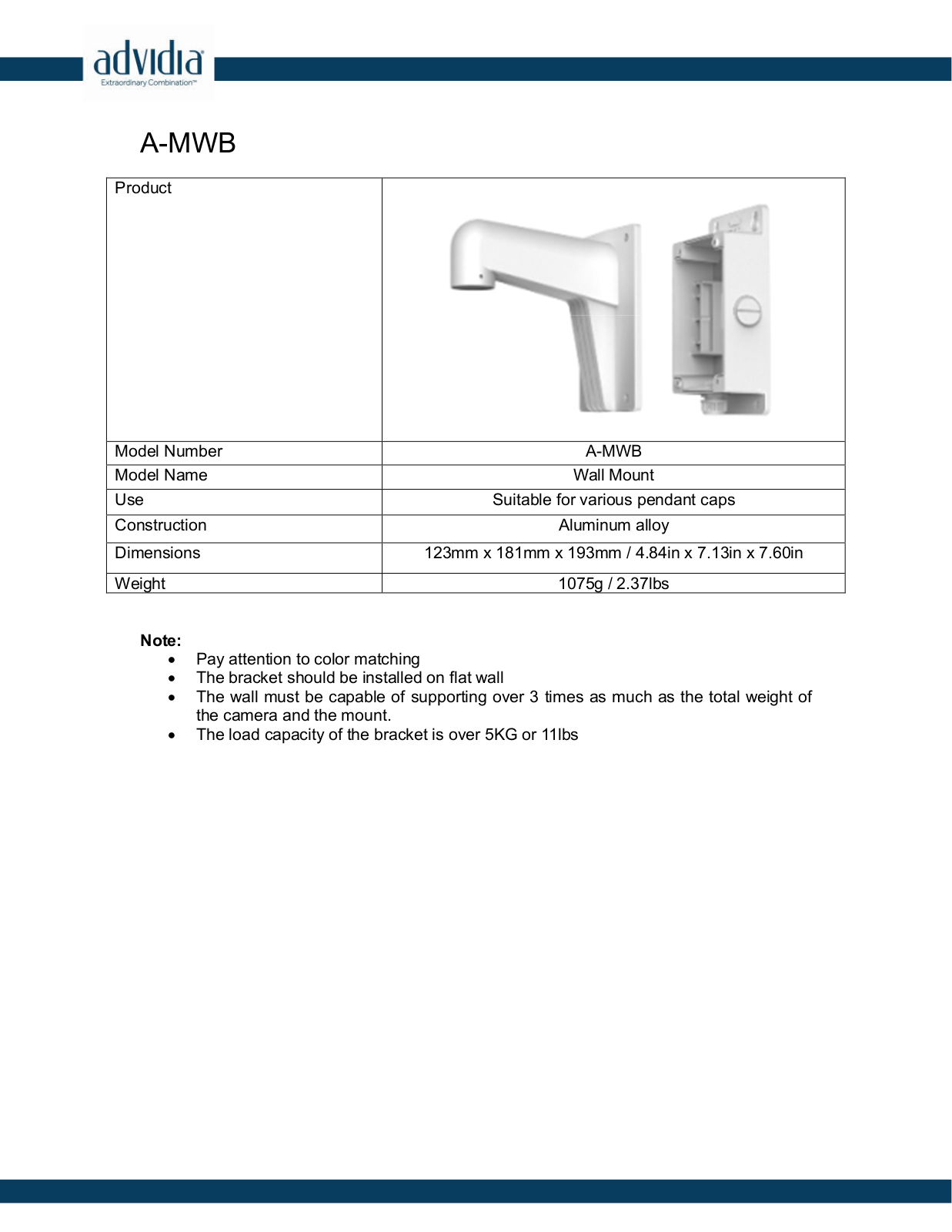 Panasonic A-MWB Specsheet