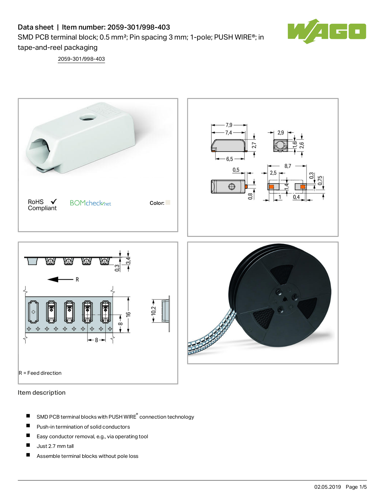 Wago 2059-301/998-403 Data Sheet