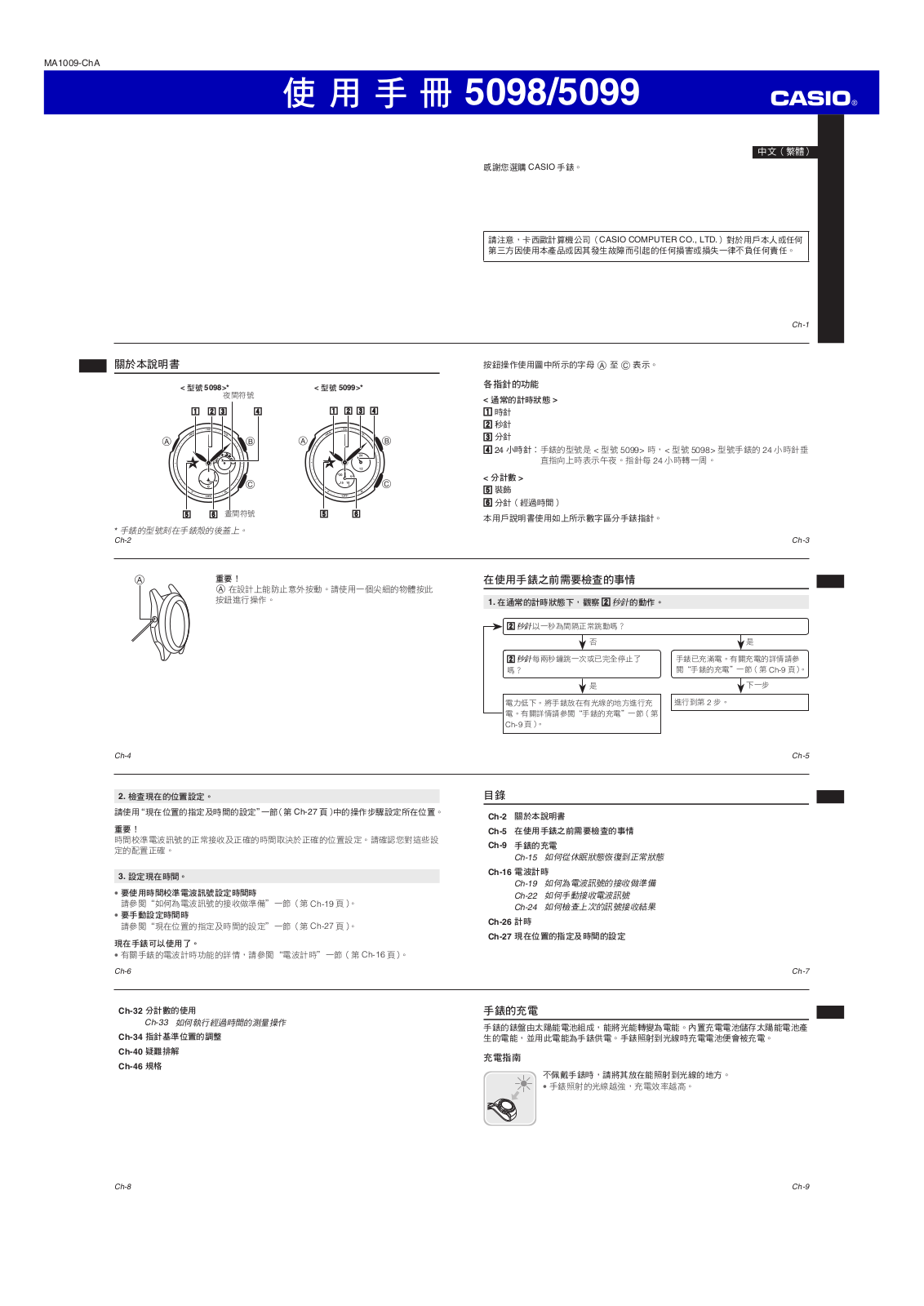 CASIO 5098, 5099 User Manual