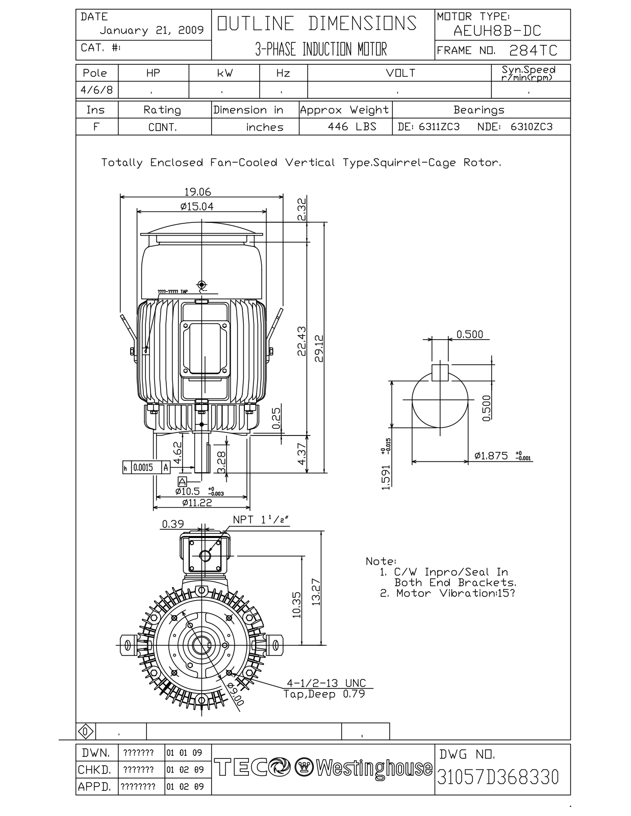 Teco HBV0156C Reference Drawing