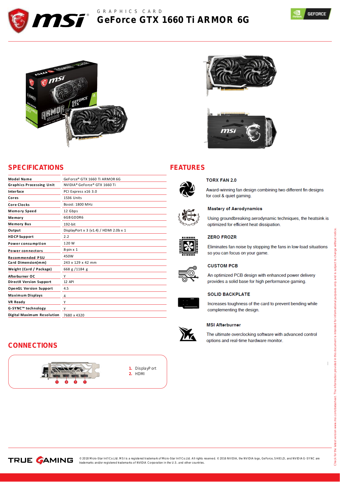 MSI GTX 1660 Ti Armor 6G Service Manual