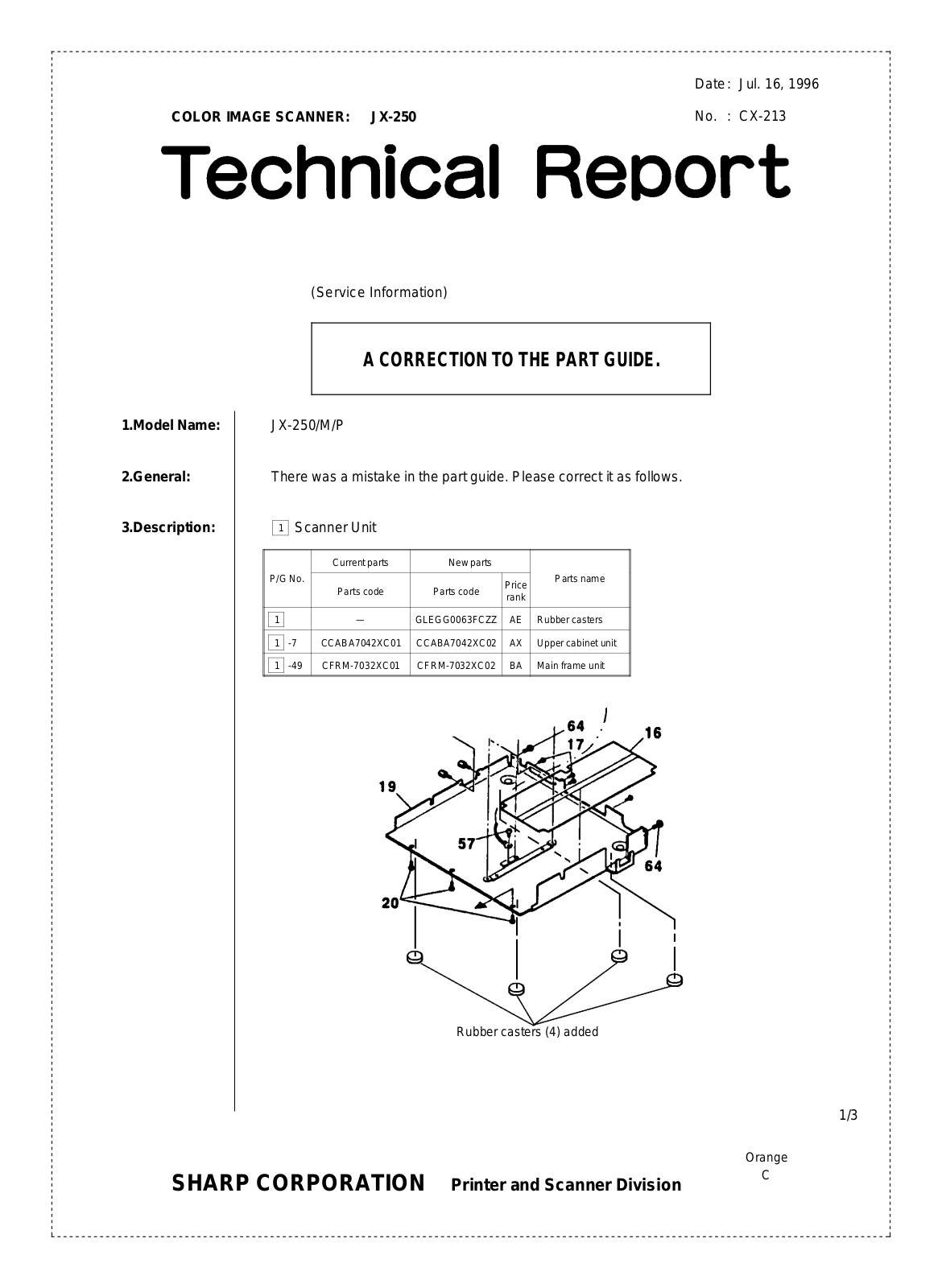 SHARP CX213 Technical Report