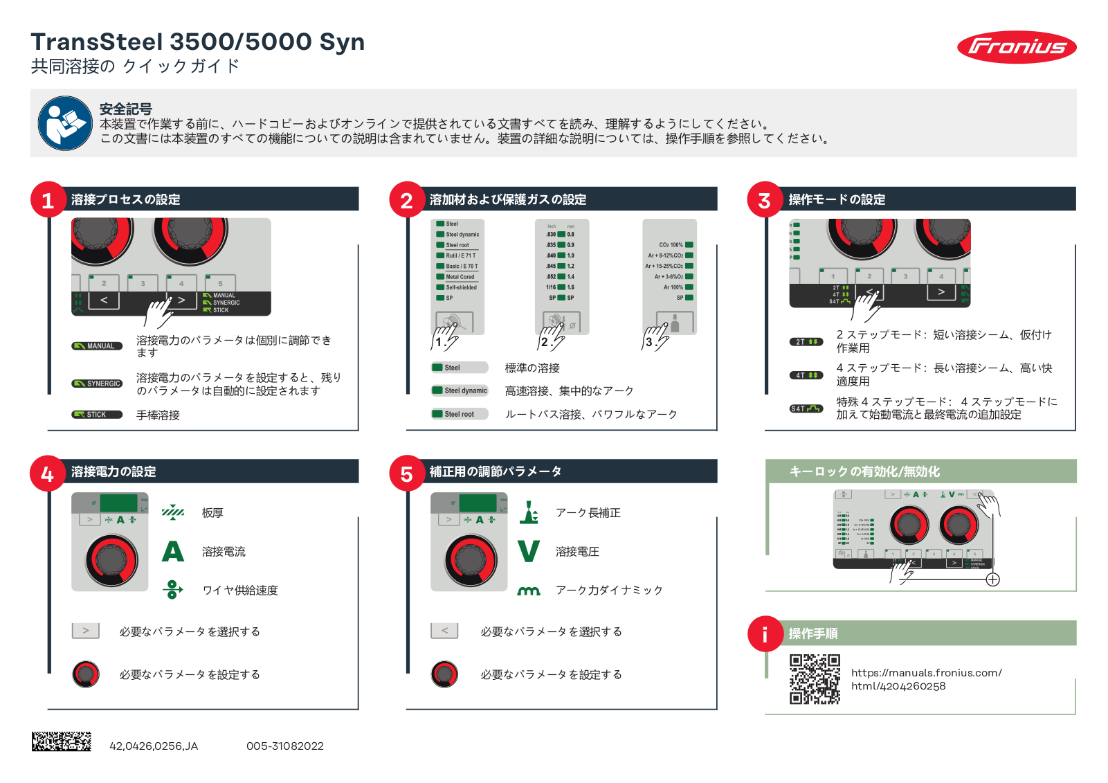 Fronius TransSteel 3500/5000 Syn Quick Guide