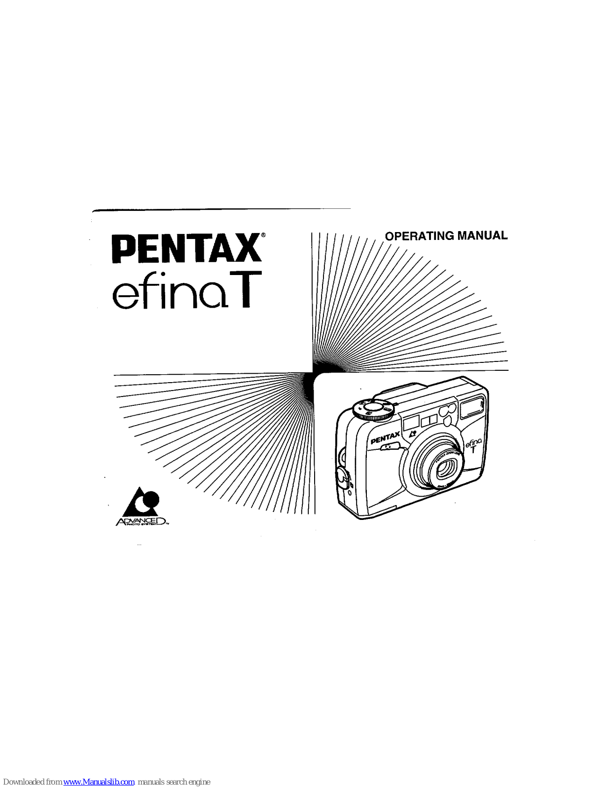 Pentax Efina T APS - Efina T APS Zoom Camera, Efina T Operation Manual